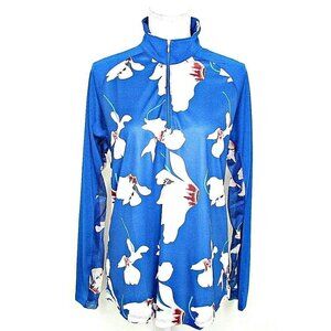 Fringe Studio Athletic Workout Zip Up Jacket Floral Vented Sleeves Wick Awy Sz L
